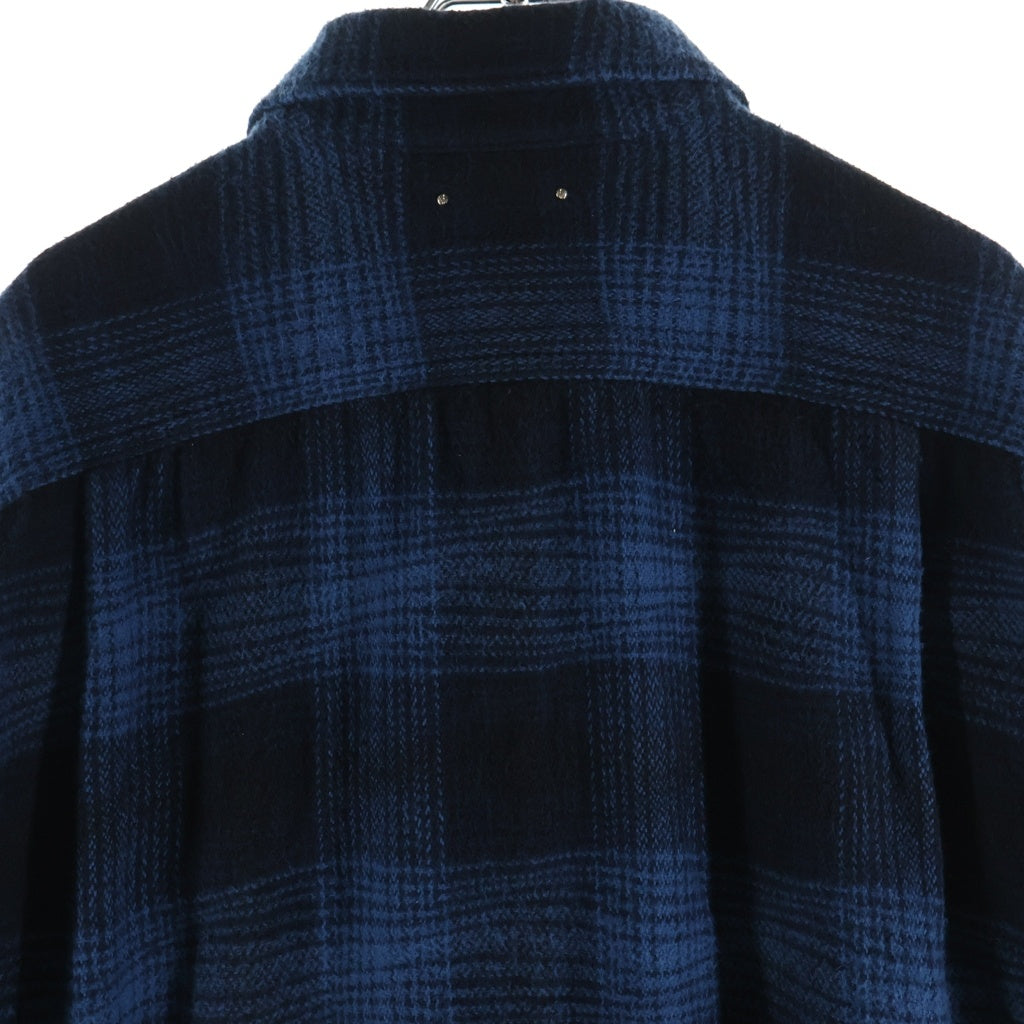 MINEDENIM(マインデニム) DISTORTION OMBRE CHECK FLANNEL OVER SH ディストーション オンブレチェック フランネルオーバーシャツ チェック柄 ウォッシュ加工 ブルー 2410-5001