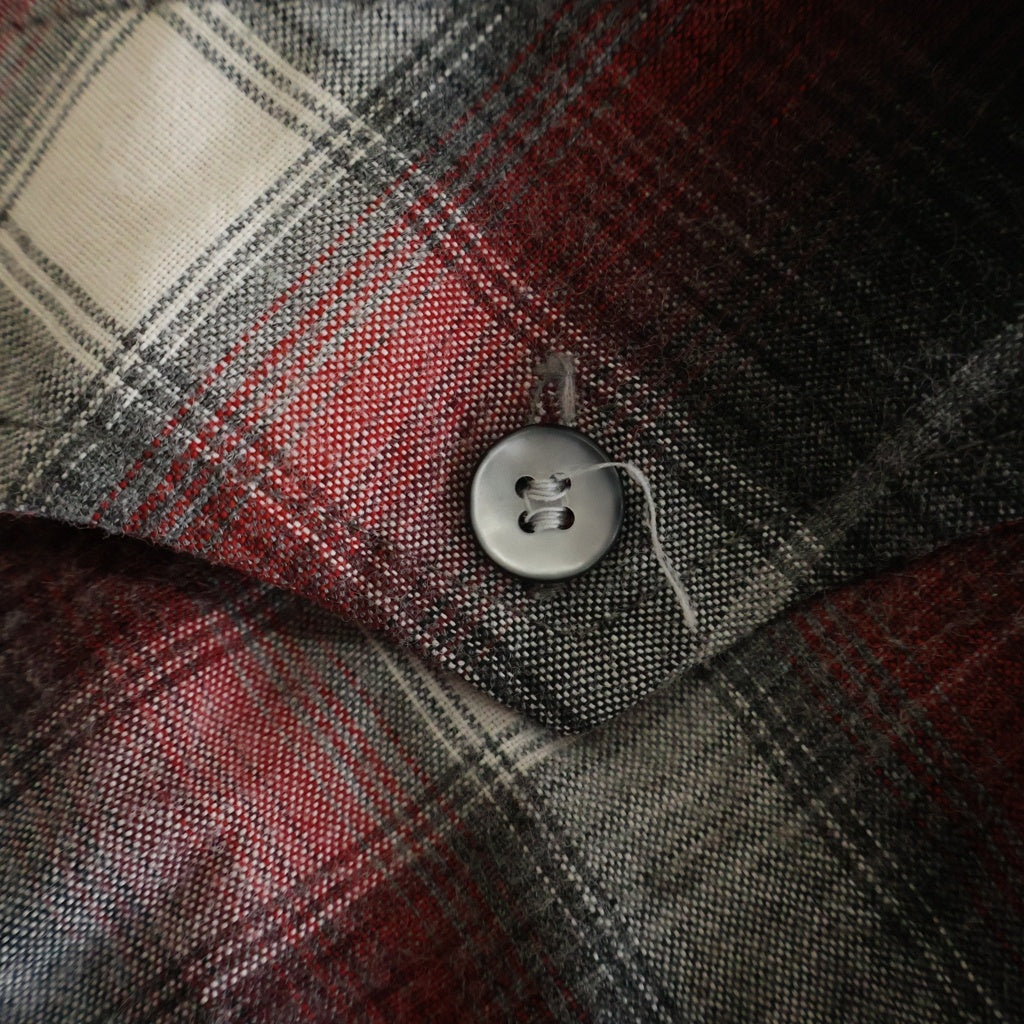 VINTAGE(ヴィンテージ) 70S-80S VINTAGE ヴィンテージ オンブレ チェック ボタンアップ レーヨン 長袖シャツ レッド