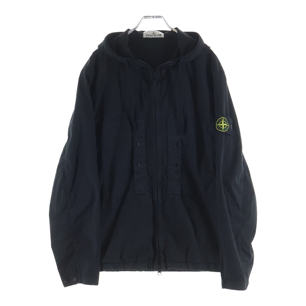 STONE ISLAND(ストーンアイランド) 25SS コットン コンパスロゴパッチ フーデッド ジップアップジャケット ブラック K1S154100091