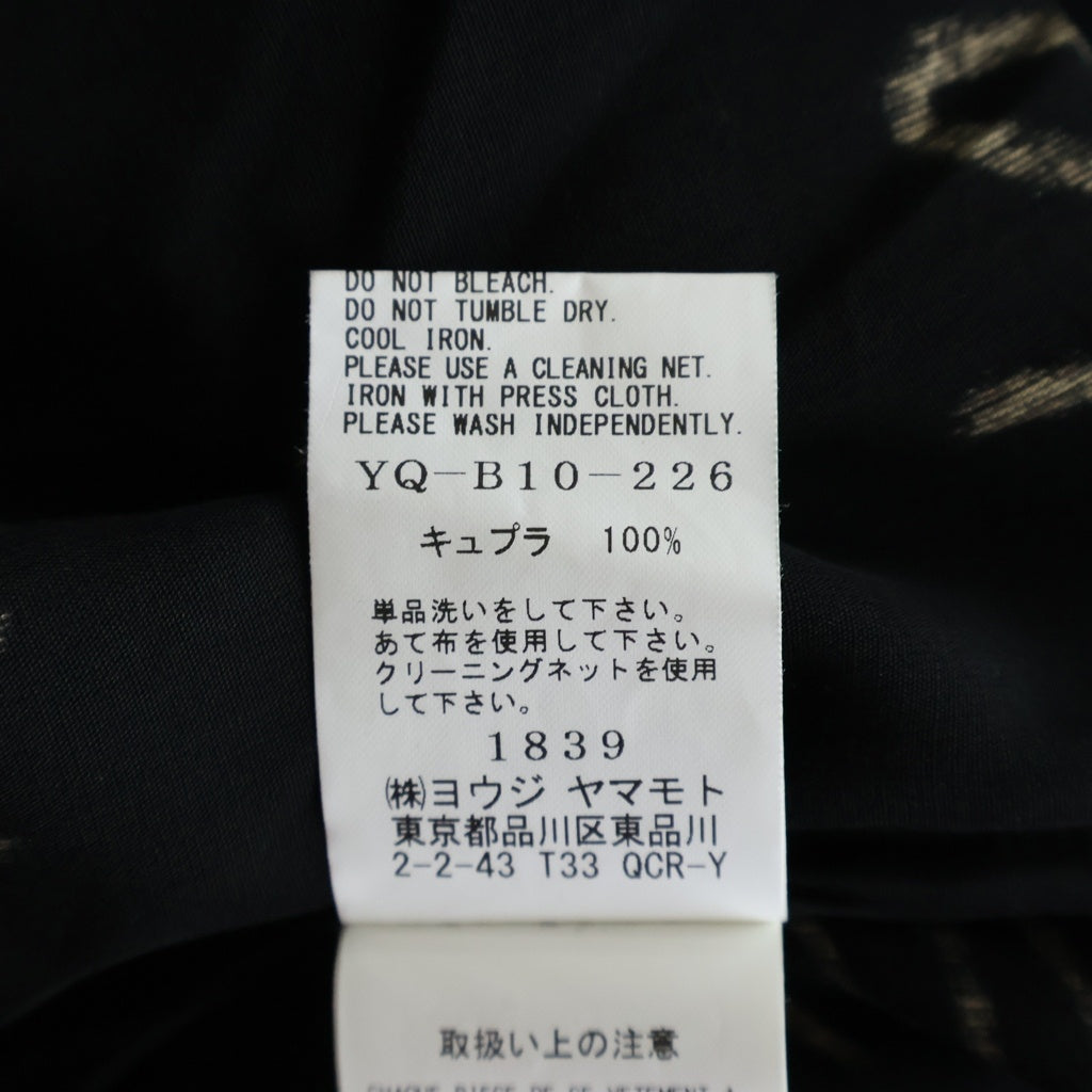 Y's(ワイズ) CUPRO DUNGAREE Y PRINT BIG SHIRT キュプラ ダンガリー プリント ビッグ 長袖シャツ レディース ブラック YQ-B10-226