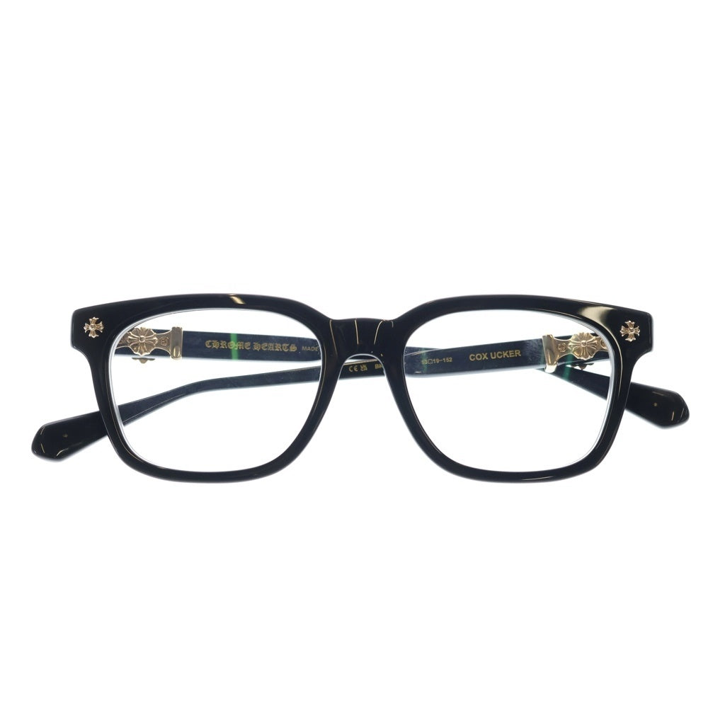 CHROME HEARTS(クロムハーツ) COX UCKER CHクロステンプル ウェリントン サングラス メガネ アイウェア ブラック/ゴールド 度有り