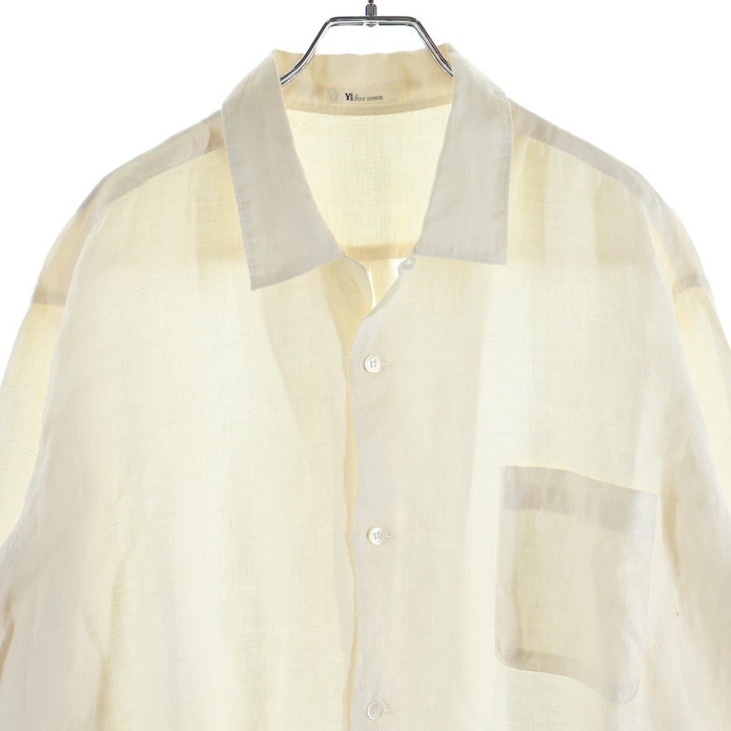 Y's for men(ワイズフォーメン) リネン レギュラーカラー 長袖シャツ アイボリー MN-B03-310