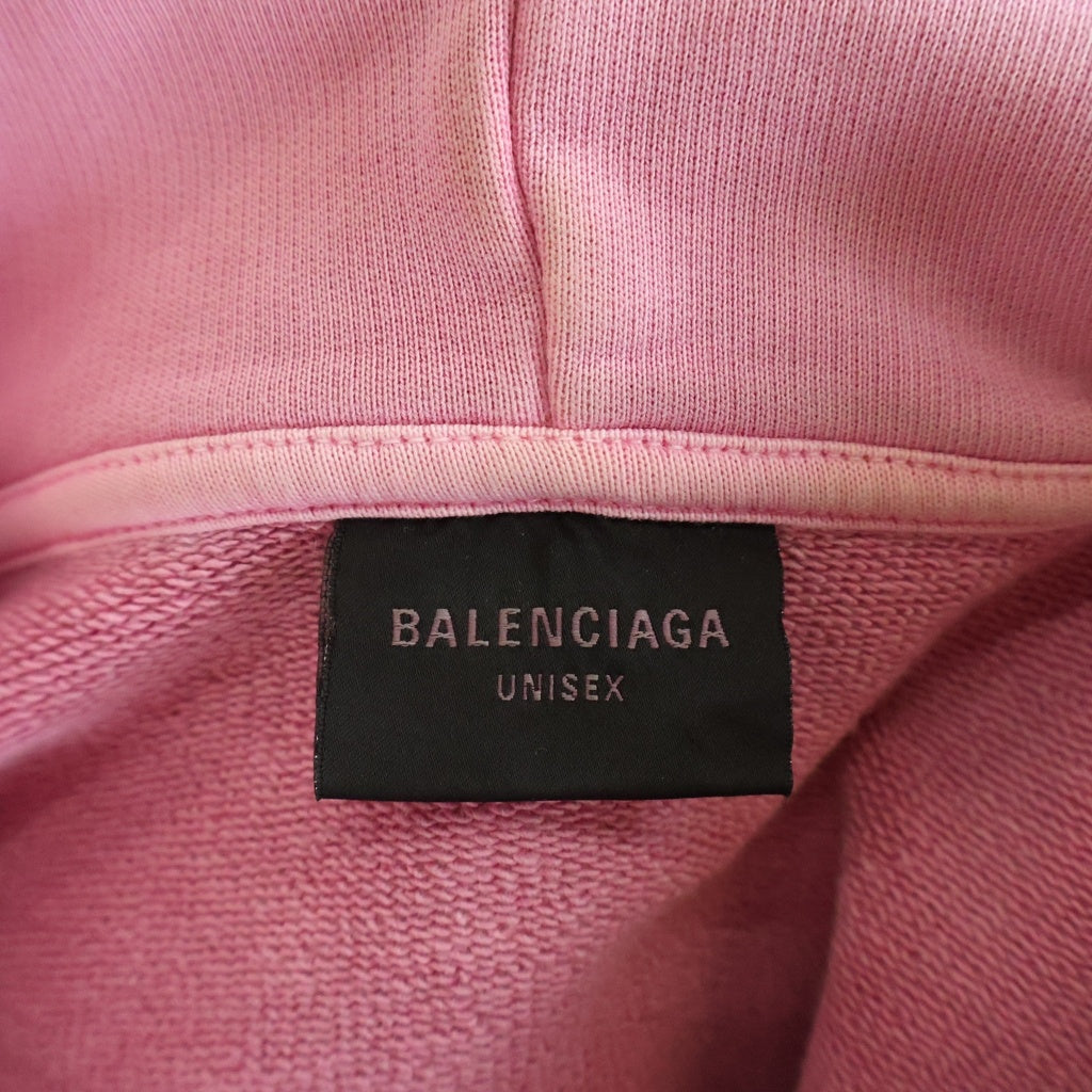 BALENCIAGA(バレンシアガ) 23AW PARIS MOON HOODIE パリスムーン フロントプリント ダメージ加工 スウェットプルオーバーパーカー フーディー ピンク 744462