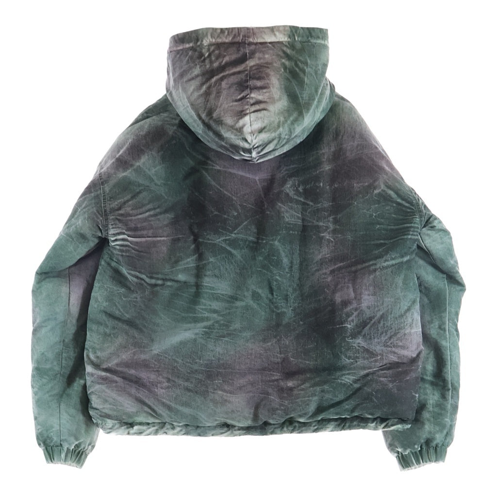 DIESEL(ディーゼル) 25AW ×THUG CLUB W THUG JKT PUFFY JACKET サグクラブ タイダイ フーデッド プルオーバー パファージャケット グリーン P01576-0SPBS