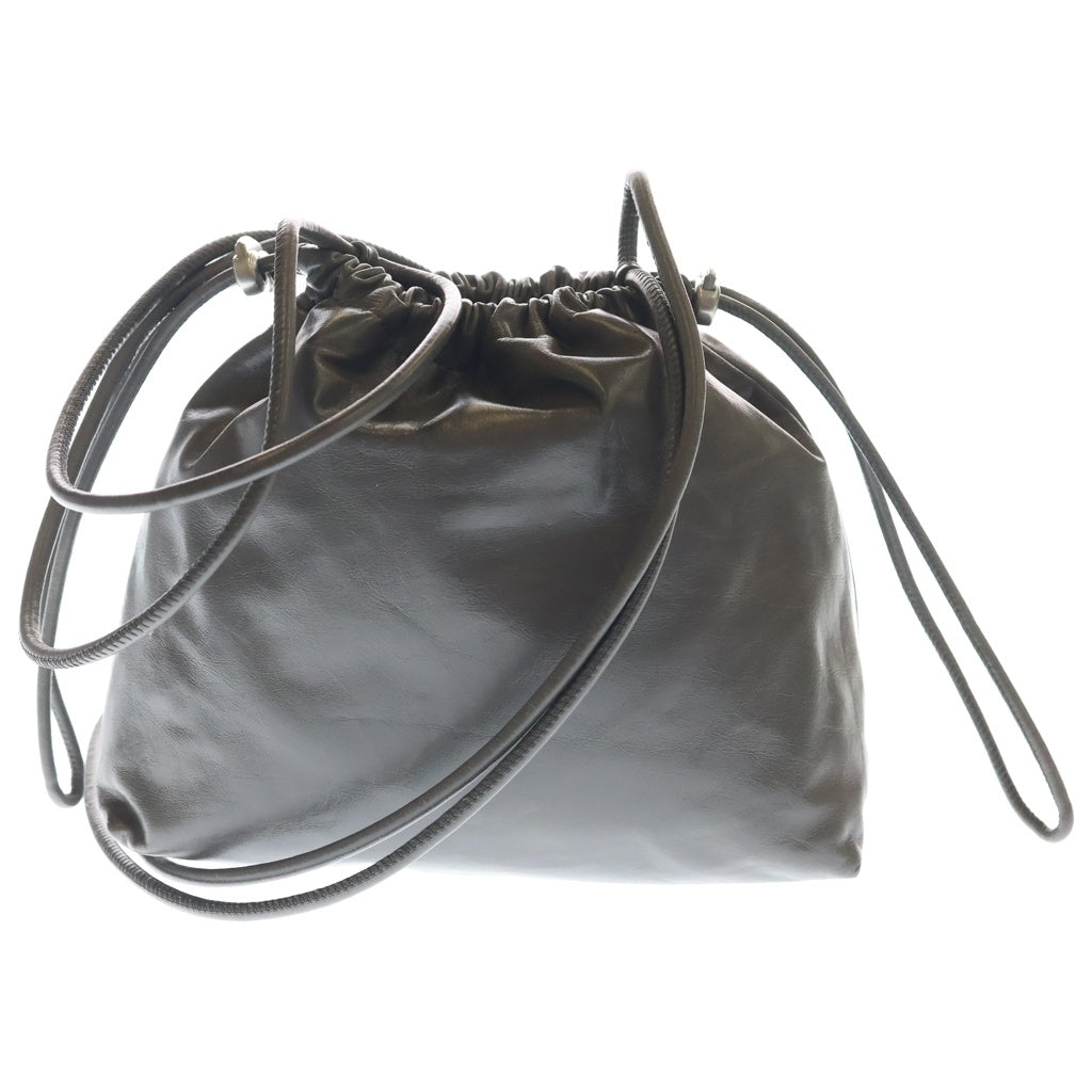 DIESEL(ディーゼル) SCRUNCH-D BUCKET BAG IN SHINY WRINKLED LEATHER ドローストリング レザー バゲット ショルダーバッグ グレー X10325P1003T8080 レディース