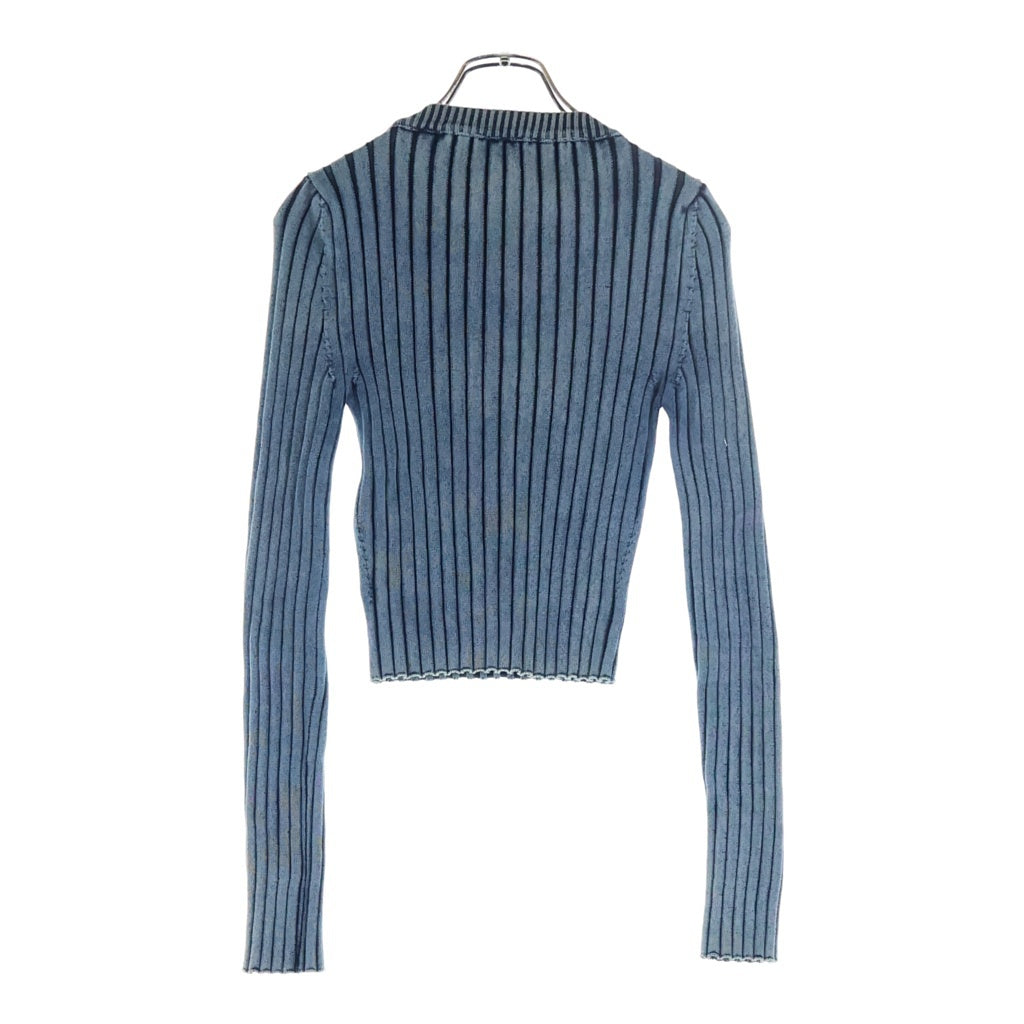 DIESEL(ディーゼル) M-ANCHOR エムアンカー メタルDロゴ クロップドニット セーター レディース ブルー A05768