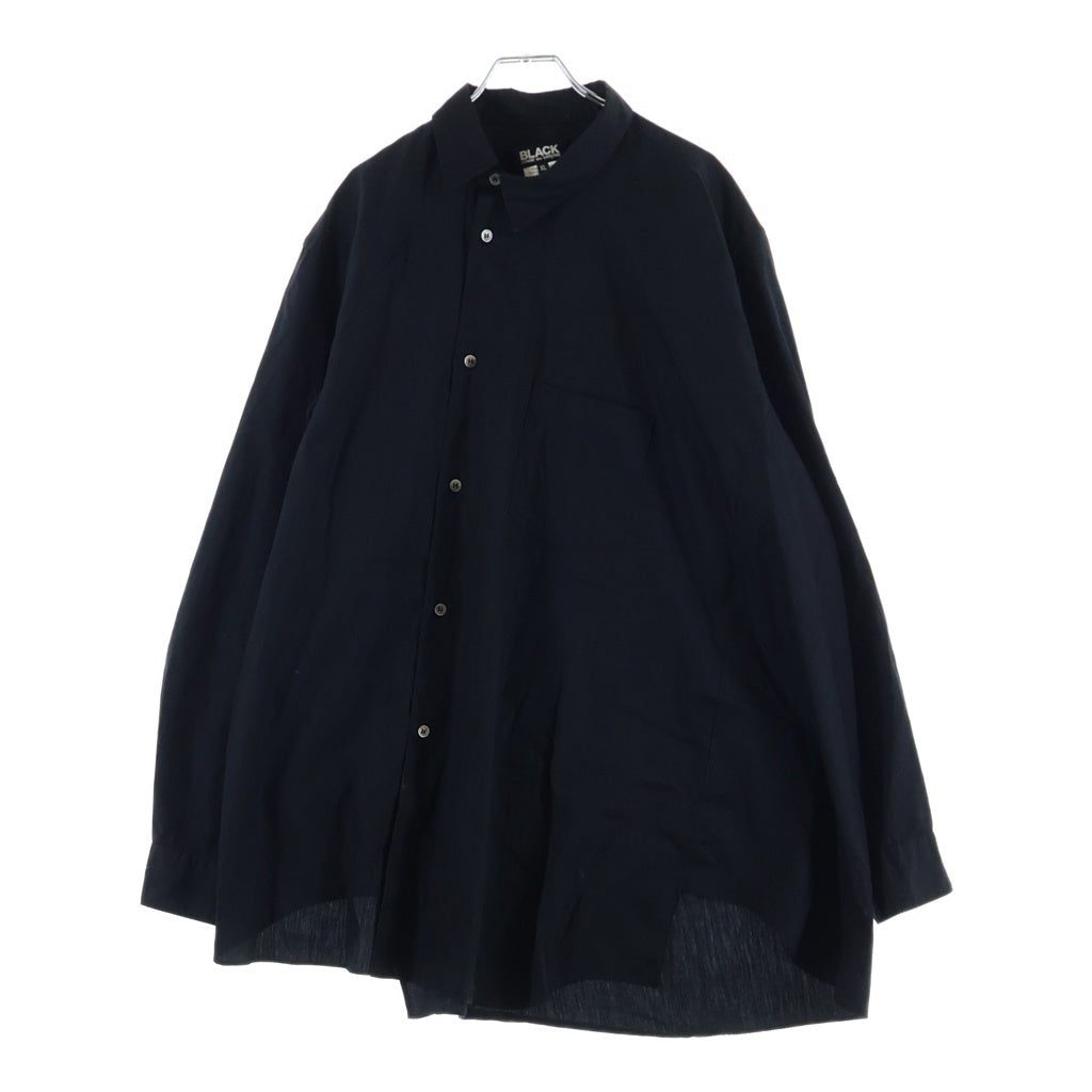 BLACK COMME des GARCONS(ブラックコムデギャルソン) 22AW AD2022 レギュラーカラー コットン 長袖ねじれシャツ ブラック 1J-B012