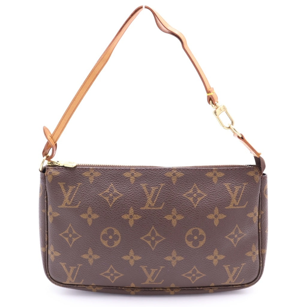LOUIS VUITTON(ルイヴィトン) モノグラム ポシェットアクセソワール ゴールド金具 レザー ハンドバッグ ポーチケース ブラウン M51980 レディース