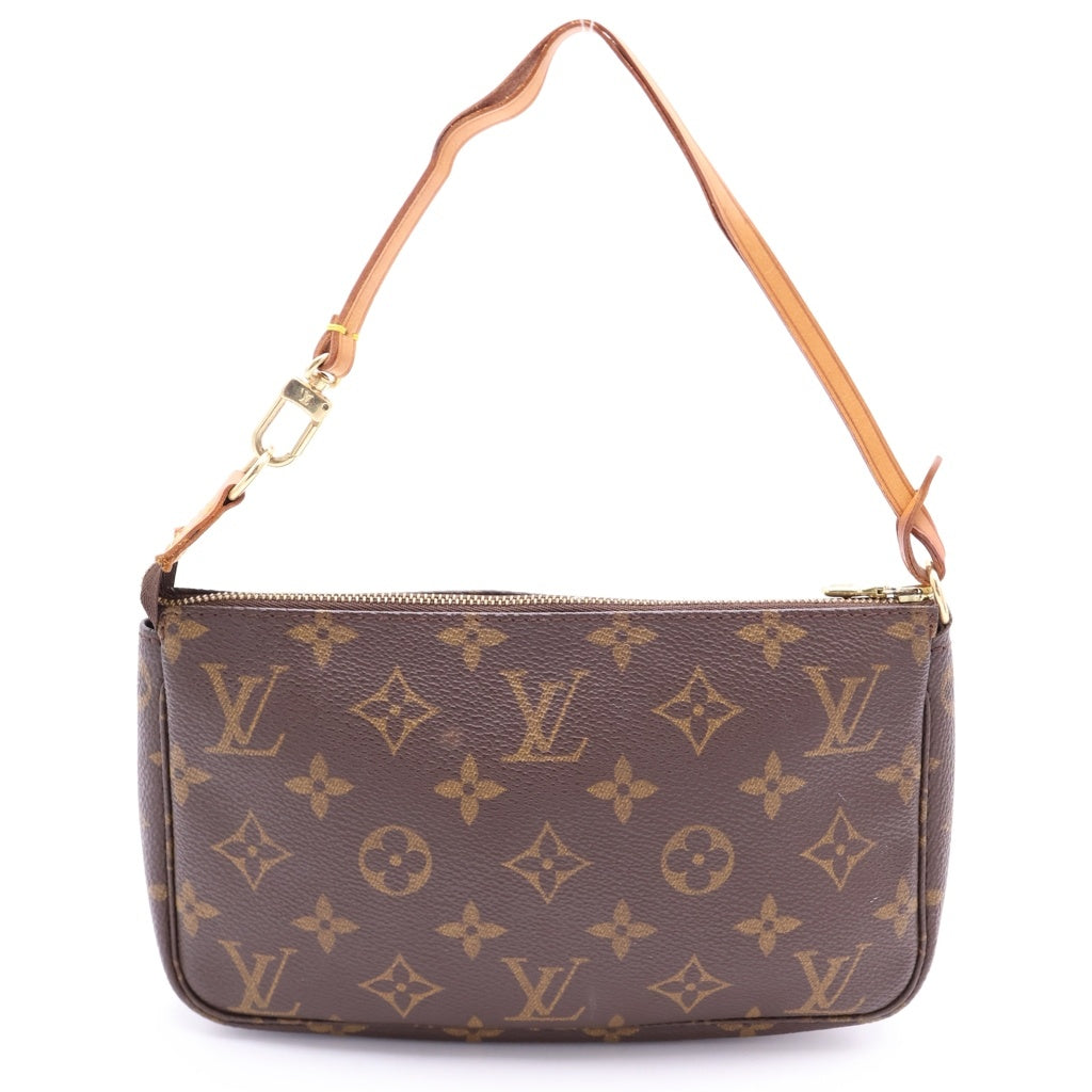 LOUIS VUITTON(ルイヴィトン) モノグラム ポシェットアクセソワール ゴールド金具 レザー ハンドバッグ ポーチケース ブラウン M51980 レディース