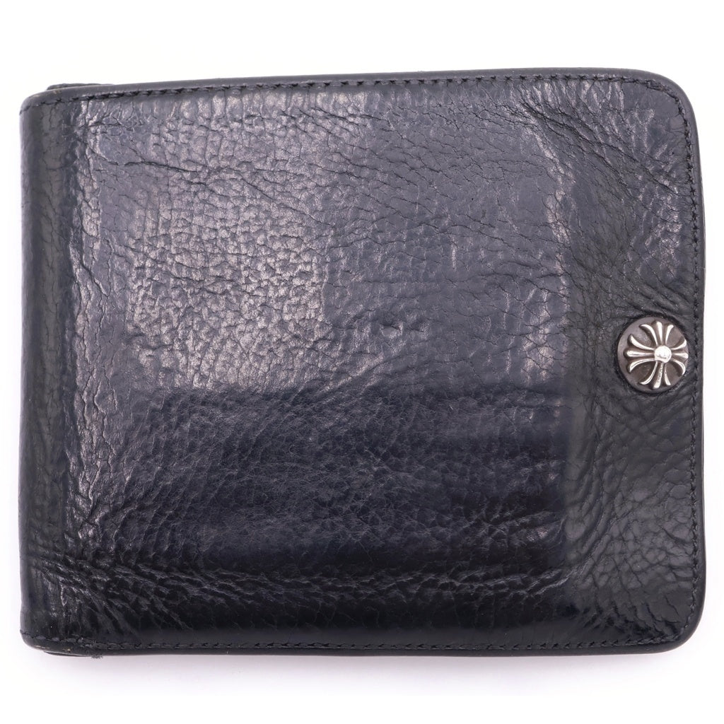 CHROME HEARTS(クロムハーツ) 1SNAP 1スナップ クロス ボールボタン レザーウォレット 財布 ブラック