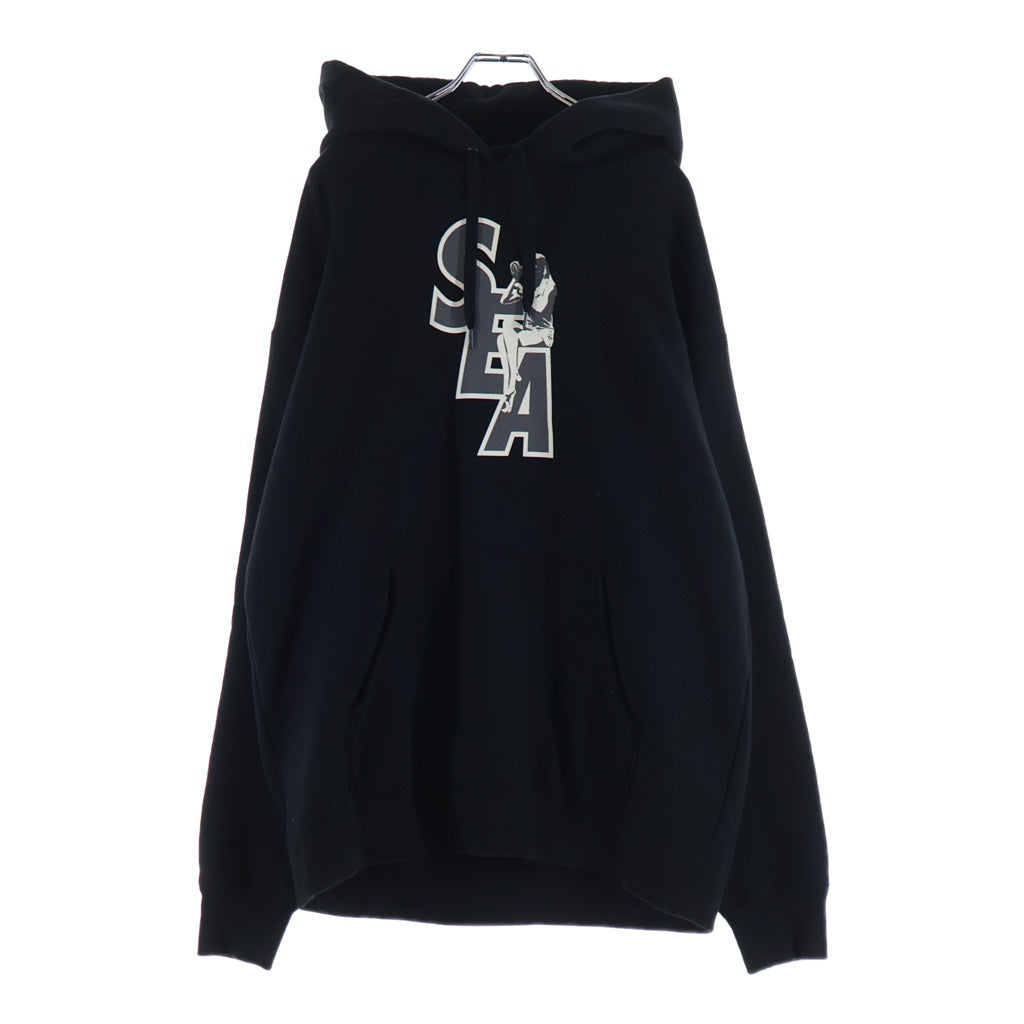 WIND AND SEA(ウィンダンシー) 20AW ×HYSTERIC GLAMOUR SEA HYS HOODIE ヒステリックグラマー ロゴプリント プルオーバーフーデッドパーカー ブラック 02203CF10