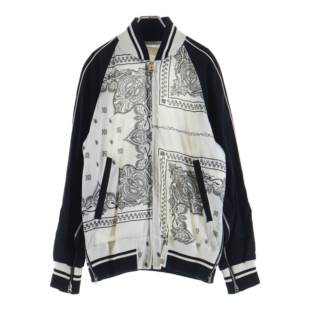 Sacai(サカイ) 19SS バンダナ柄ジップアップブルゾン ボンバージャケット ホワイト/ブラック 19-01911M