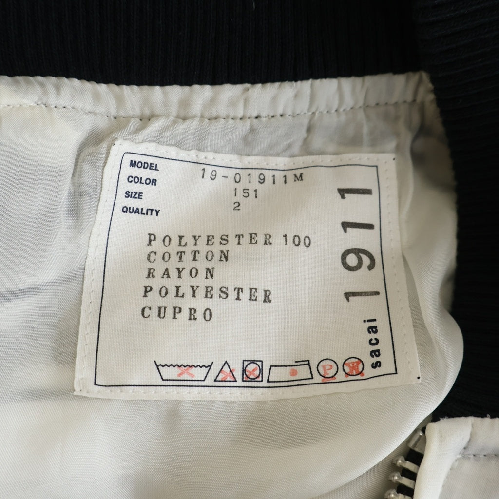 Sacai(サカイ) 19SS バンダナ柄ジップアップブルゾン ボンバージャケット ホワイト/ブラック 19-01911M