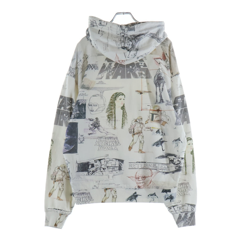 KITH(キス) 21AW ×STAR WARS SKETCHES HOODIE スターウォーズ 総柄 プルオーバーフーデッドパーカー ホワイト KHM030213