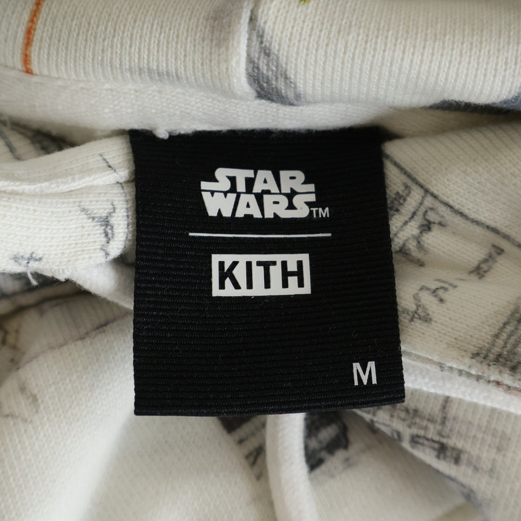 KITH(キス) 21AW ×STAR WARS SKETCHES HOODIE スターウォーズ 総柄 プルオーバーフーデッドパーカー ホワイト KHM030213