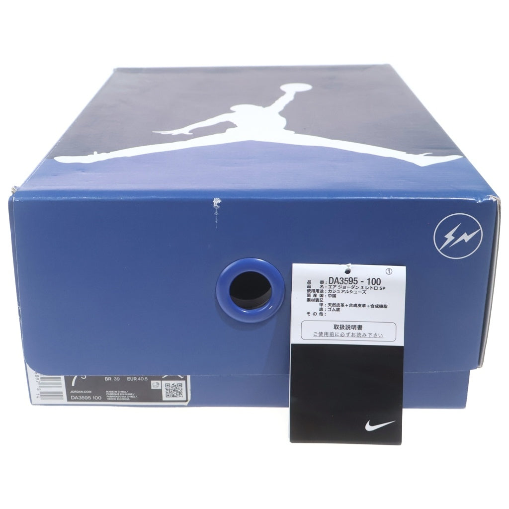 NIKE(ナイキ) ×FRAGMENT AIR JORDAN 3 RETRO SP フラグメント エアジョーダン3 レトロ ハイカットスニーカー ホワイト/ブラック US7.5/25.5cm DA3595-100