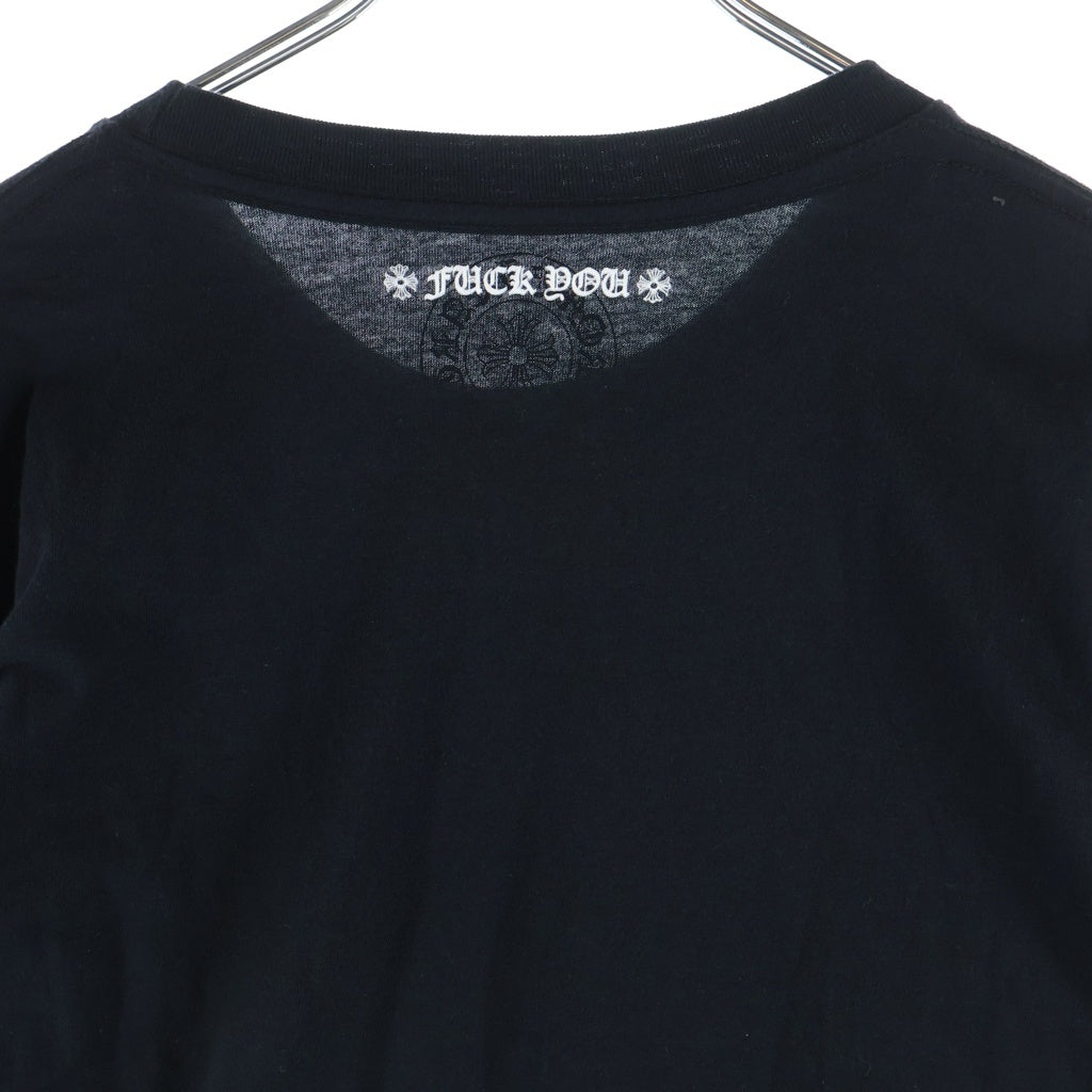 CHROME HEARTS(クロムハーツ) FLRL CRS HORSESHOE L/S TEE 袖フローラルクロス バックホースシュープリント コットン ロングスリーブカットソー 長袖Tシャツ ブラック