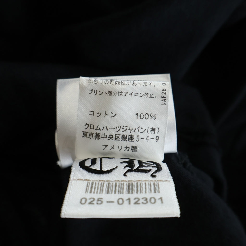 CHROME HEARTS(クロムハーツ) FLRL CRS HORSESHOE L/S TEE 袖フローラルクロス バックホースシュープリント コットン ロングスリーブカットソー 長袖Tシャツ ブラック