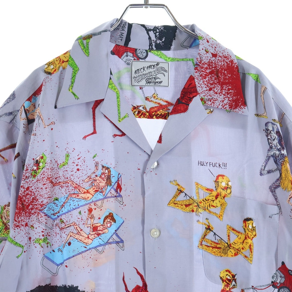 WACKO MARIA(ワコマリア) 20SS ×NECK FACE HAWAIIAN SHIRT ネックフェイス グラフィックプリント 半袖ハワイアンシャツ パープル NECKFACE-WM-HI07
