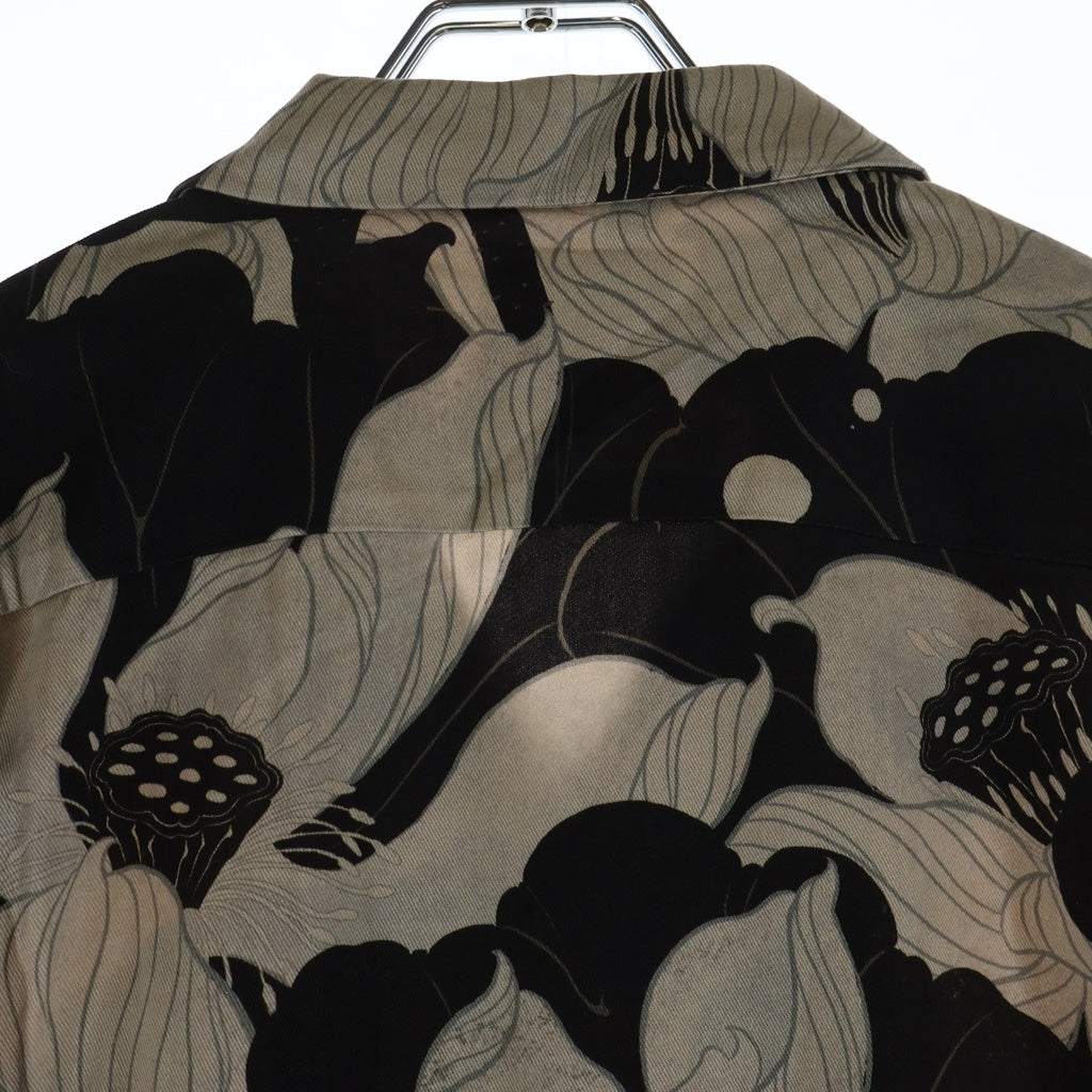 BUDSPOOL(バッズプール) ×GAKKIN 浮蓮華 HAWAIIAN SHIRT ガッキン 半袖ハワイアンシャツ ブラック/ベージュ APHR-0294