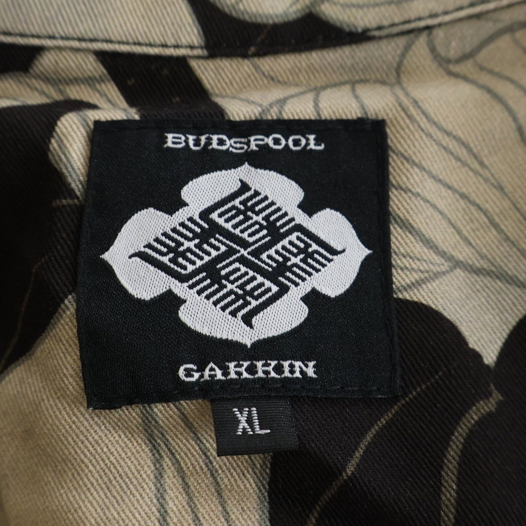 BUDSPOOL(バッズプール) ×GAKKIN 浮蓮華 HAWAIIAN SHIRT ガッキン 半袖ハワイアンシャツ ブラック/ベージュ APHR-0294