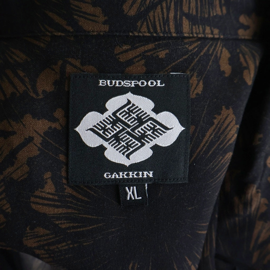 BUDSPOOL(バッズプール) ×GAKKIN 松煙墨 HAWAIIAN SHIRT ガッキン 半袖ハワイアンシャツ ブラック/ブラウン