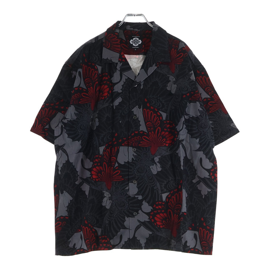 BUDSPOOL(バッズプール) ×GAKKIN 三艶蝶 HAWAIIAN SHIRT ガッキン 半袖ハワイアンシャツ ブラック/レッド APHR-0292