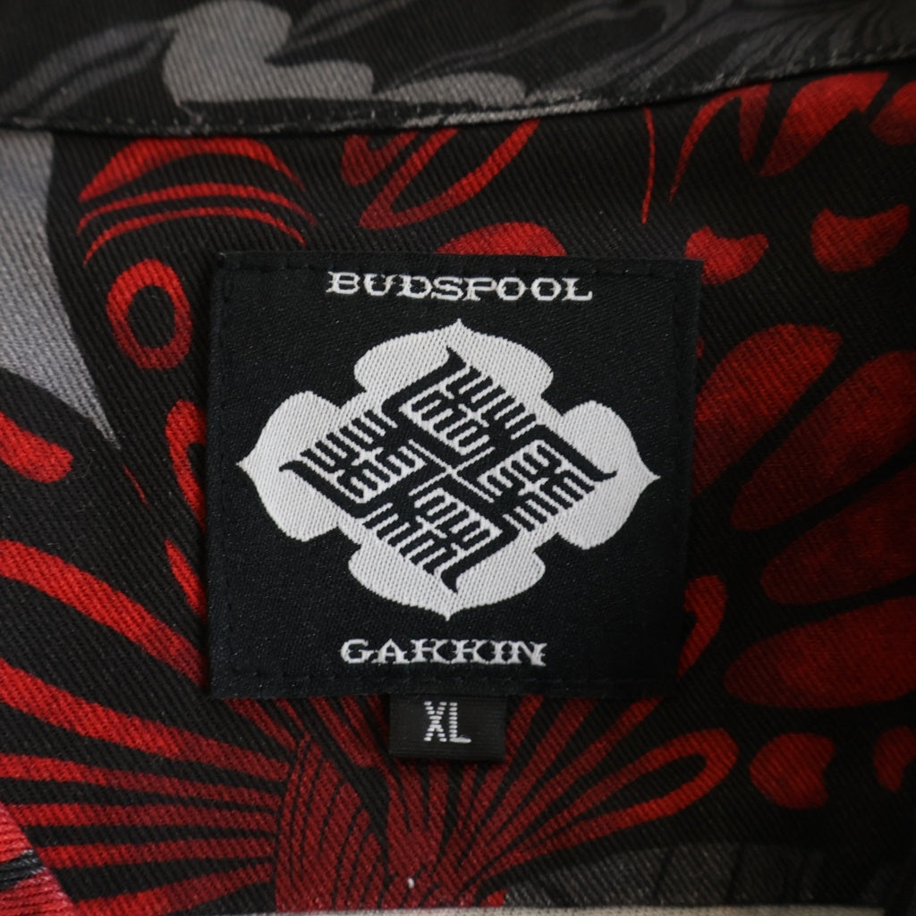 BUDSPOOL(バッズプール) ×GAKKIN 三艶蝶 HAWAIIAN SHIRT ガッキン 半袖ハワイアンシャツ ブラック/レッド APHR-0292