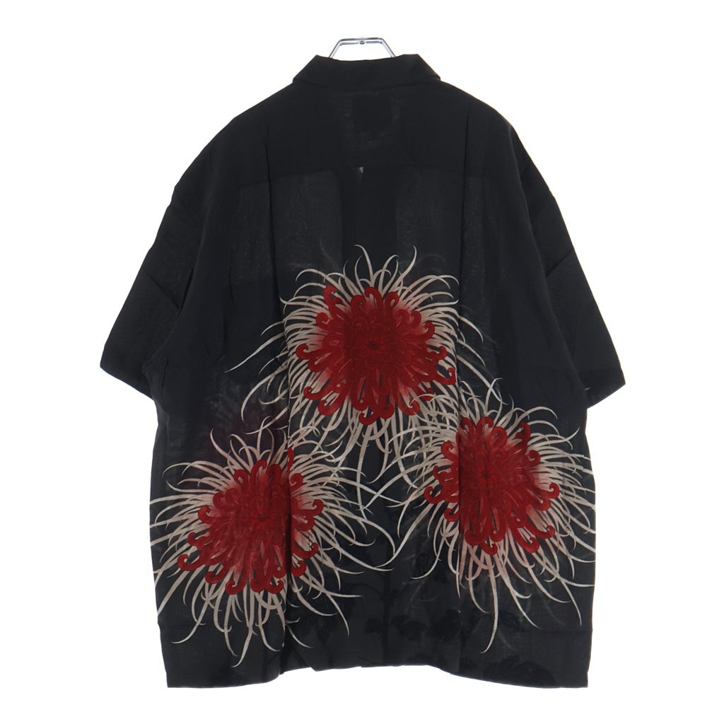 BUDSPOOL(バッズプール) ×GAKKIN 日章菊 HAWAIIAN SHIRT ガッキン 半袖ハワイアンシャツ グレー/レッド