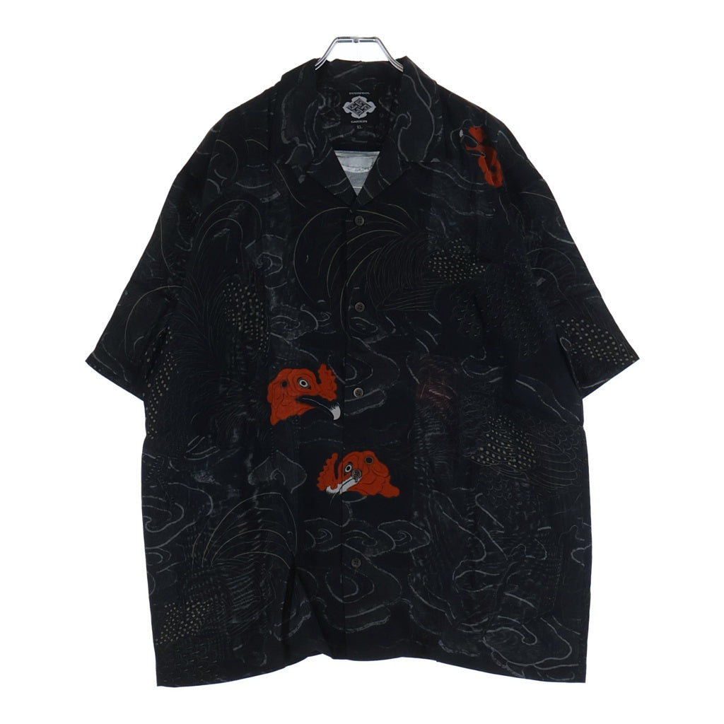 BUDSPOOL(バッズプール) ×GAKKIN 渦軍鶏 HAWAIIAN SHIRT ガッキン 半袖ハワイアンシャツ ブラック