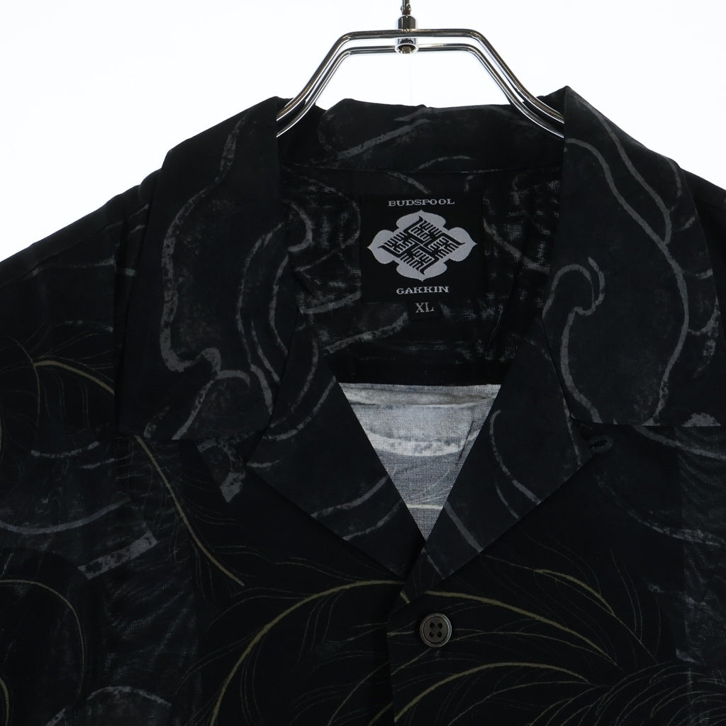 BUDSPOOL(バッズプール) ×GAKKIN 渦軍鶏 HAWAIIAN SHIRT ガッキン 半袖ハワイアンシャツ ブラック