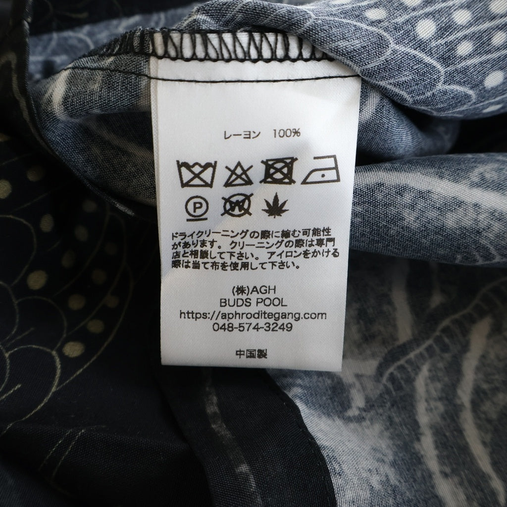 BUDSPOOL(バッズプール) ×GAKKIN 渦軍鶏 HAWAIIAN SHIRT ガッキン 半袖ハワイアンシャツ ブラック