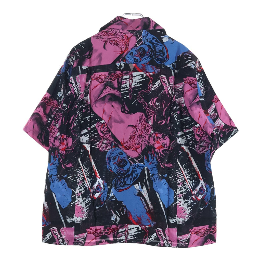 WACKO MARIA(ワコマリア) 26SS ×TERRIFIER HAWAIIAN SHIRT グラフィックプリント 半袖ハワイアンシャツ ブラック/ピンク TERRIFIER-WM-HI03