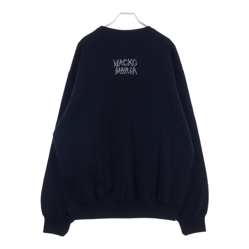 WACKO MARIA(ワコマリア) 24SS ×NECK FACE ネックフェイス グラフィックプリント クルーネックプルオーバースウェットシャツ トレーナー ブラック NECKFACE-WM-SS32