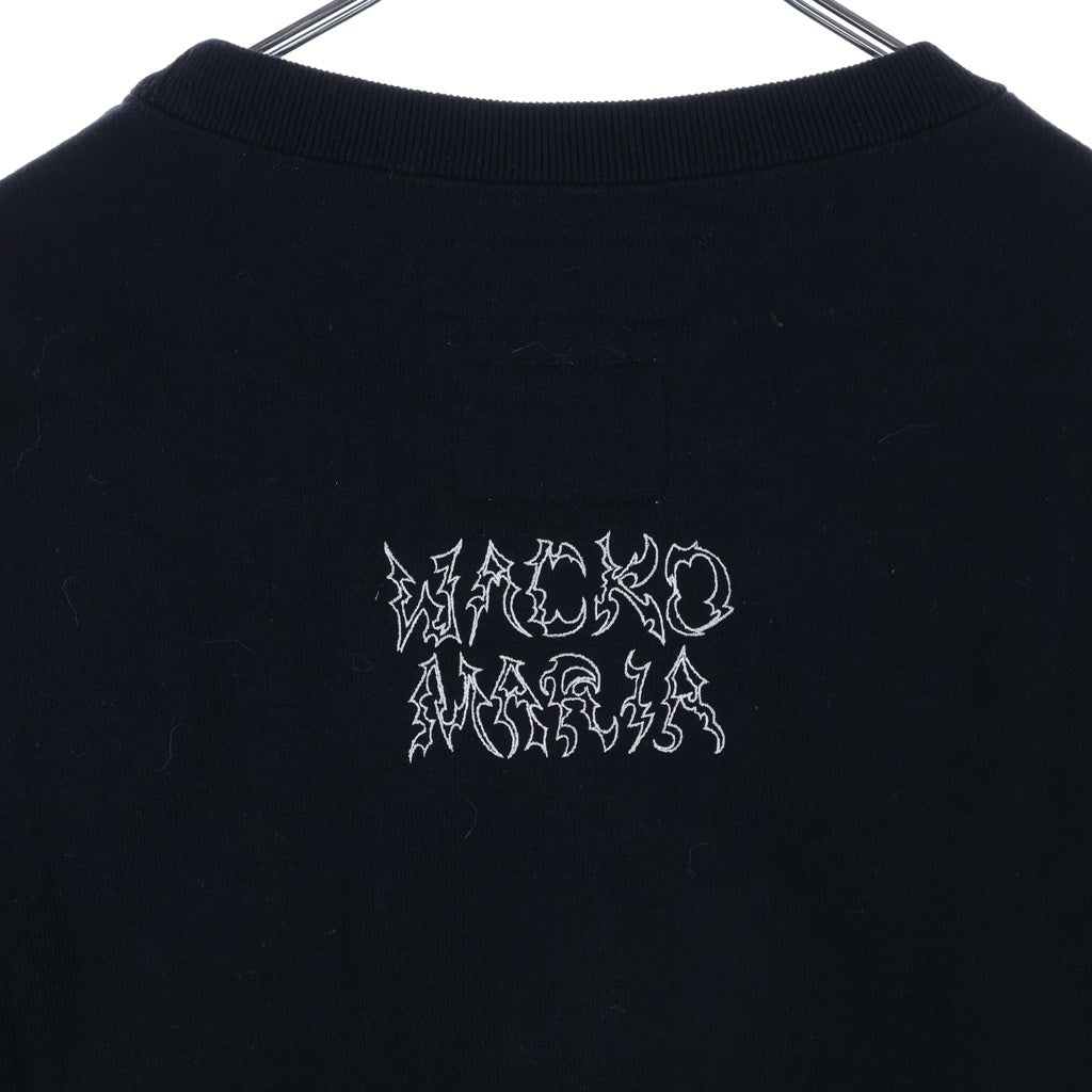 WACKO MARIA(ワコマリア) 24SS ×NECK FACE ネックフェイス グラフィックプリント クルーネックプルオーバースウェットシャツ トレーナー ブラック NECKFACE-WM-SS32