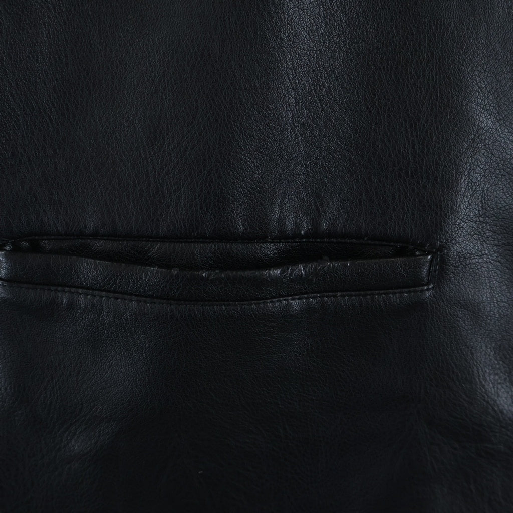 BUDSPOOL(バッズプール) FAUX LEATHER CAR COAT ロゴエンブロイダリー フェイクレザーコート ジャケット ブラック