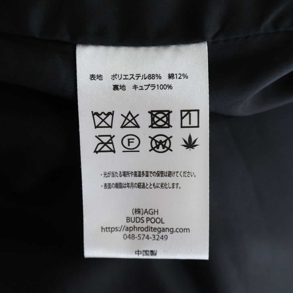 BUDSPOOL(バッズプール) FAUX LEATHER CAR COAT ロゴエンブロイダリー フェイクレザーコート ジャケット ブラック