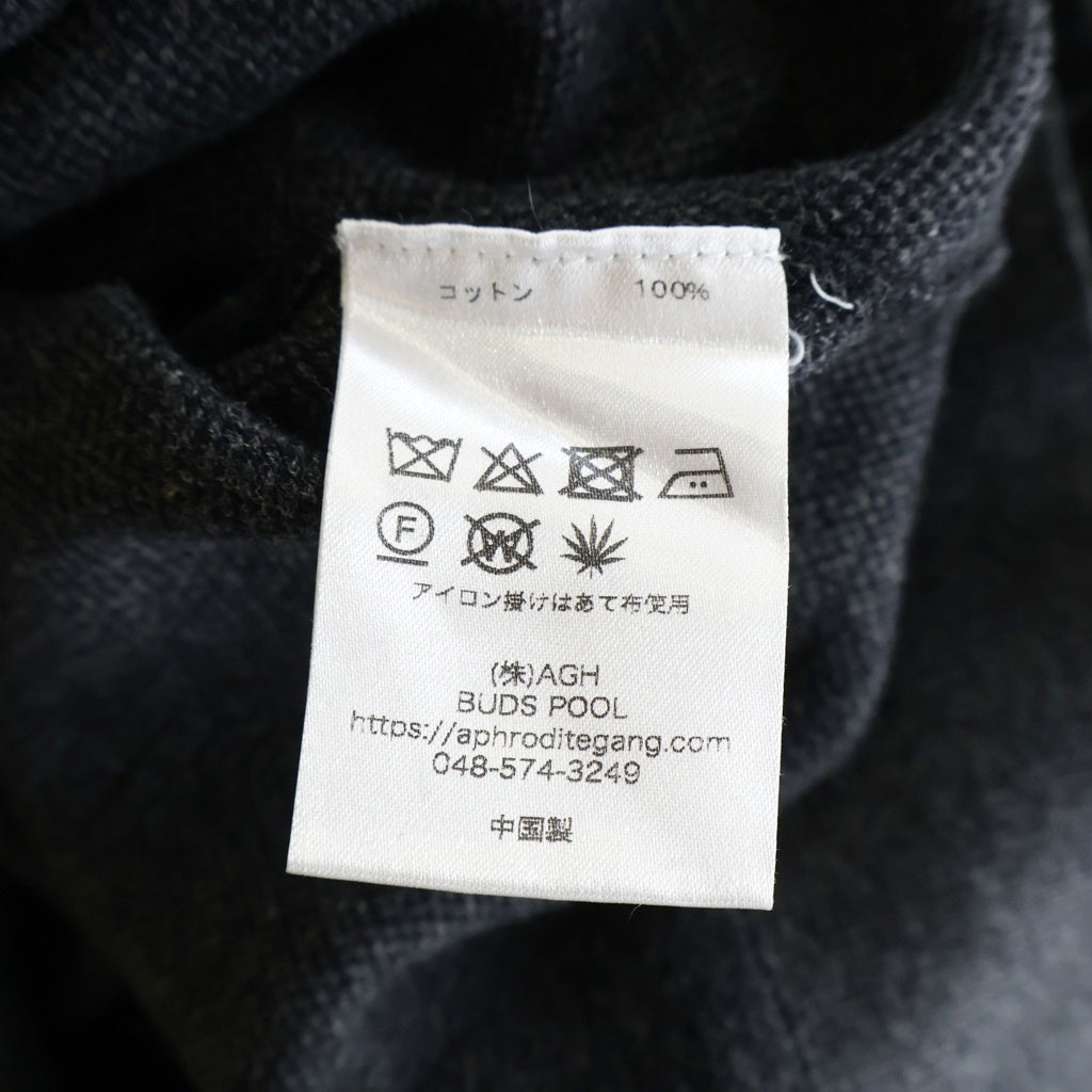 BUDSPOOL(バッズプール) ×GAKKIN 花罰家紋 COTTON KNIT JACQUARD SWEATER ガッキン コットン ジャガード クルーネックニットセーター ブラック/グレー