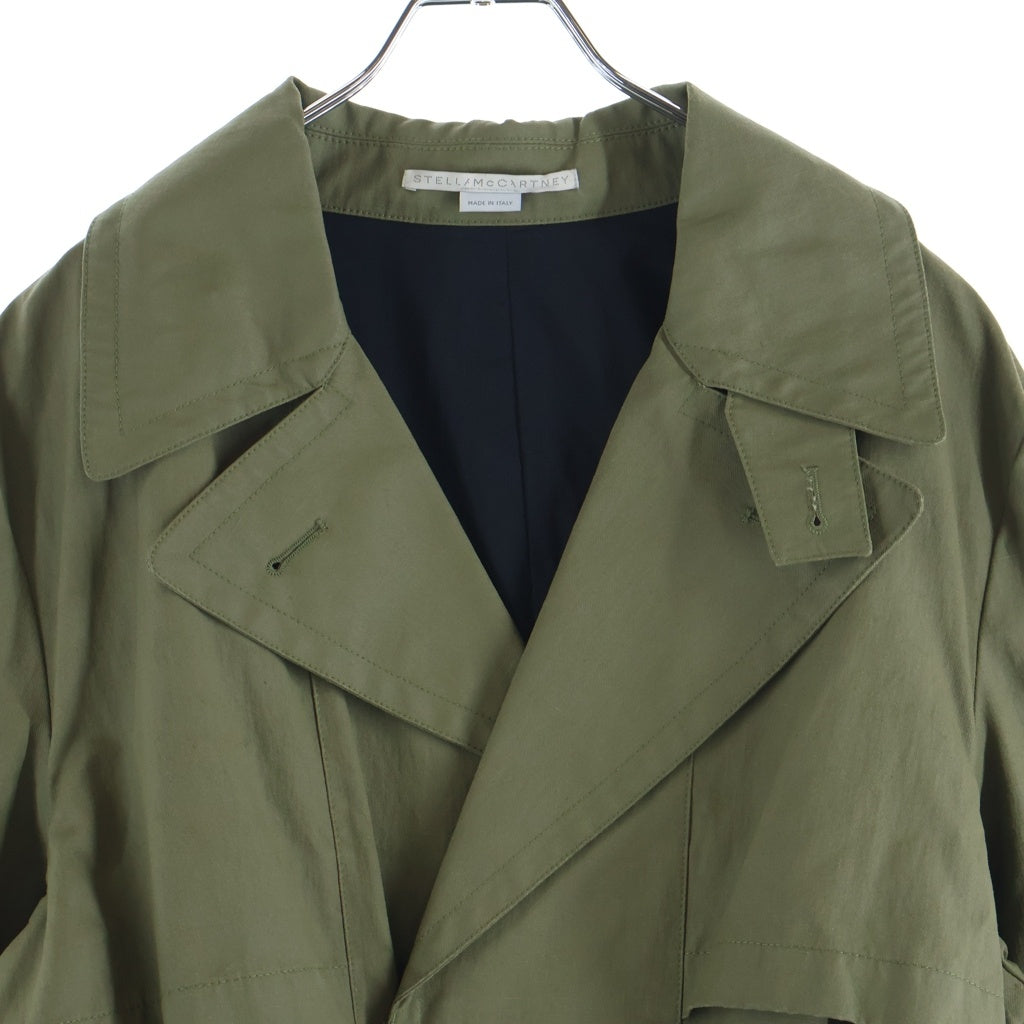 STELLA McCARTNEY(ステラマッカートニー) イタリア製 コットン 比翼開き ボタンアップ テーラードカラーコート カーキ 449751 SIN03