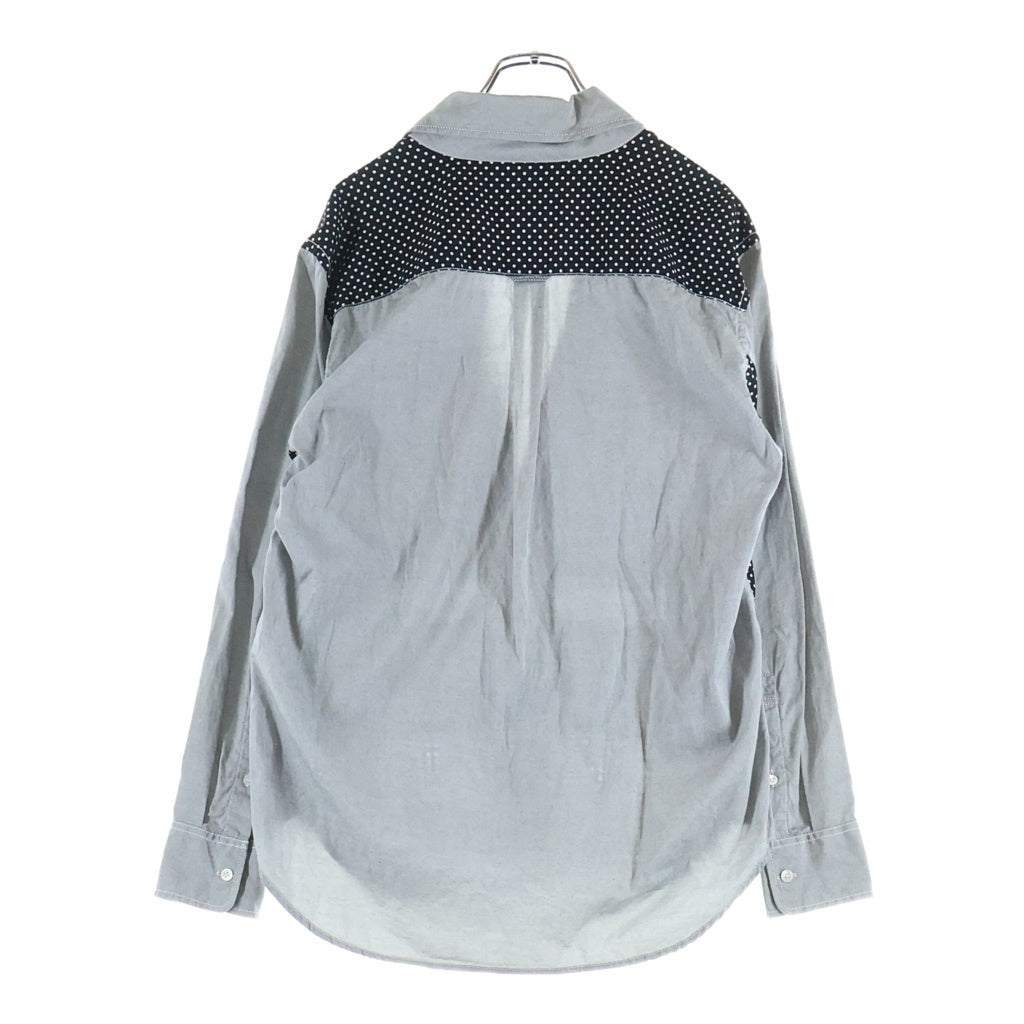 GANRYU(ガンリュウ) 14SS AD2013 パッチワーク コットン ボタンアップ 長袖 シャツジャケット グレー EM-B005