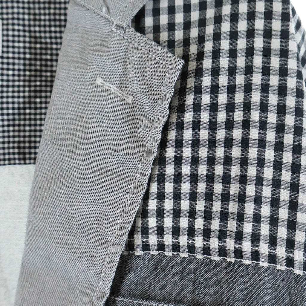 GANRYU(ガンリュウ) 14SS AD2013 パッチワーク コットン ボタンアップ 長袖 シャツジャケット グレー EM-B005