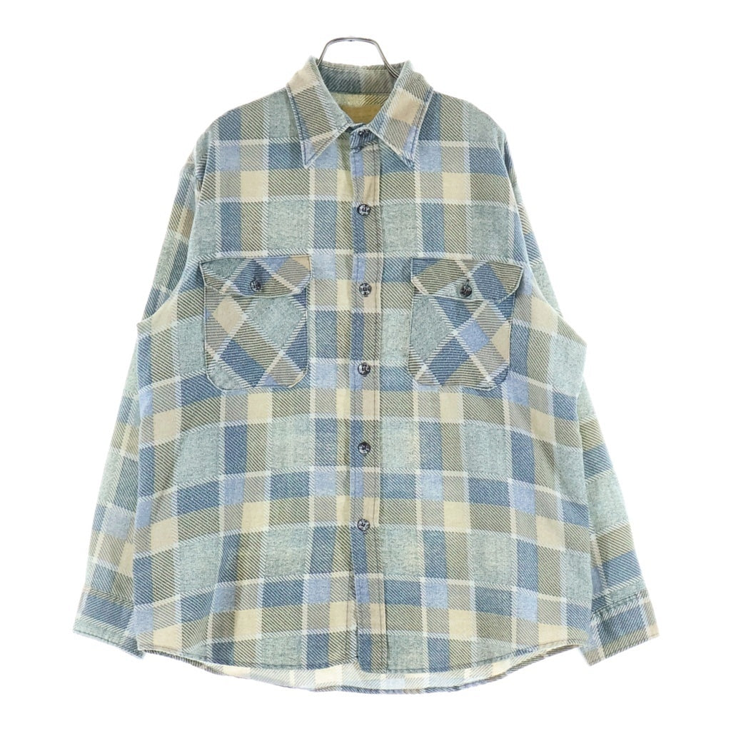VINTAGE(ヴィンテージ) 70S VINTAGE SEARS ヴィンテージ シアーズ ブロックチェック 長袖シャツ ブラウン/ブルー
