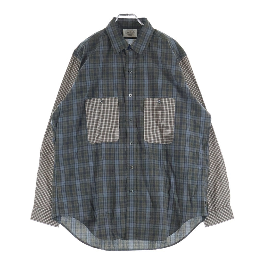 Unlikely(アンライクリー) 26SS Unlikely Work Shirts 2tone アンライクリー 2トーン チェック柄 ワーク長袖シャツ ブラウン U26S-11-0002