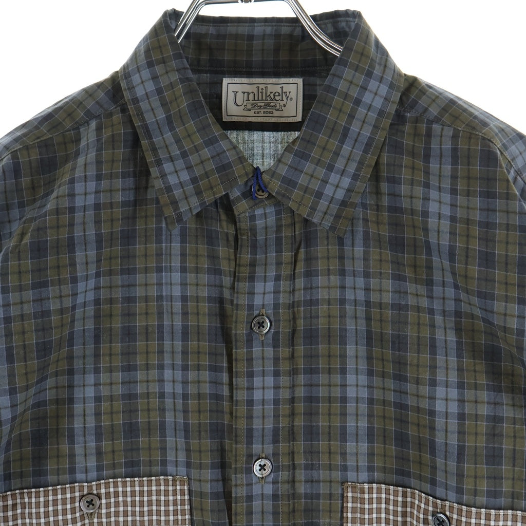 Unlikely(アンライクリー) 26SS Unlikely Work Shirts 2tone アンライクリー 2トーン チェック柄 ワーク長袖シャツ ブラウン U26S-11-0002