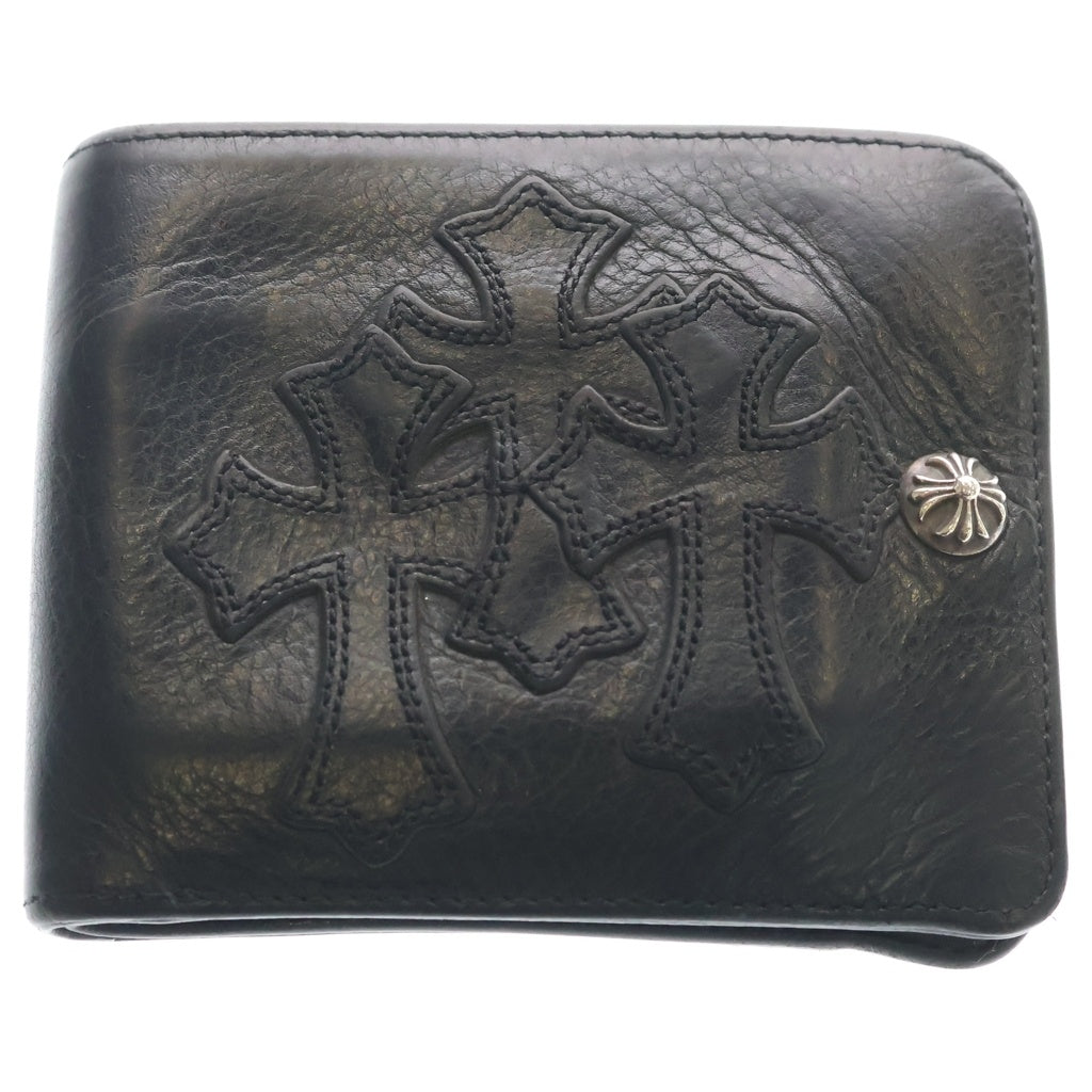 CHROME HEARTS(クロムハーツ) 1SNAP 3CEM CRS 1スナップ 3セメタリークロス レザーウォレット 財布 ブラック