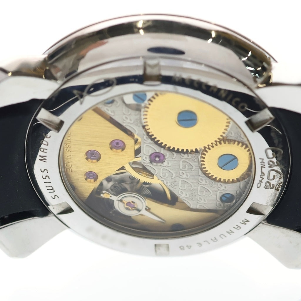 GaGa MILANO(ガガミラノ) MANUALE 48 マニュアーレ48 手巻き 48mm 腕時計 シルバー/ブラック N2312