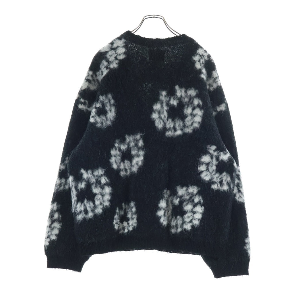 SAINT MICHAEL(セントマイケル) 24AW ×DENIM TEARS DT MH CARDIGAN デニムティアーズ フラワーデザイン ボタンアップ ウール ニットカーディガン ブラック SM-YS1-0000-C50