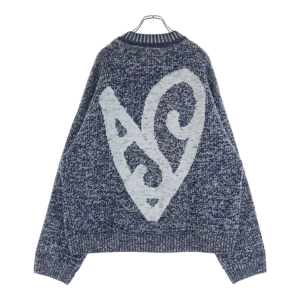 Acne Studios(アクネ ストゥディオズ) メタリック ハートジャガード ウール クルーネックニットセーター ブルー FN-MN-KNIT000488