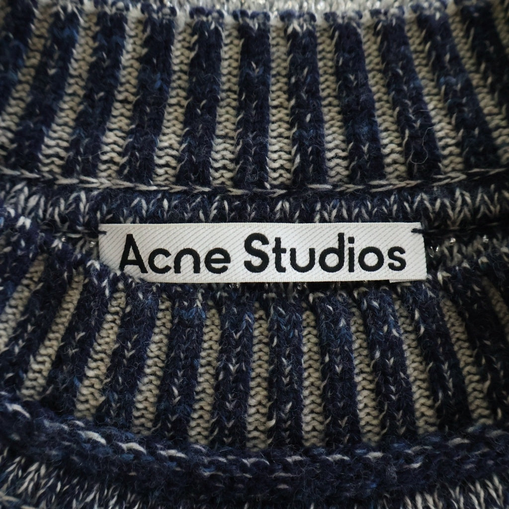 Acne Studios(アクネ ストゥディオズ) メタリック ハートジャガード ウール クルーネックニットセーター ブルー FN-MN-KNIT000488