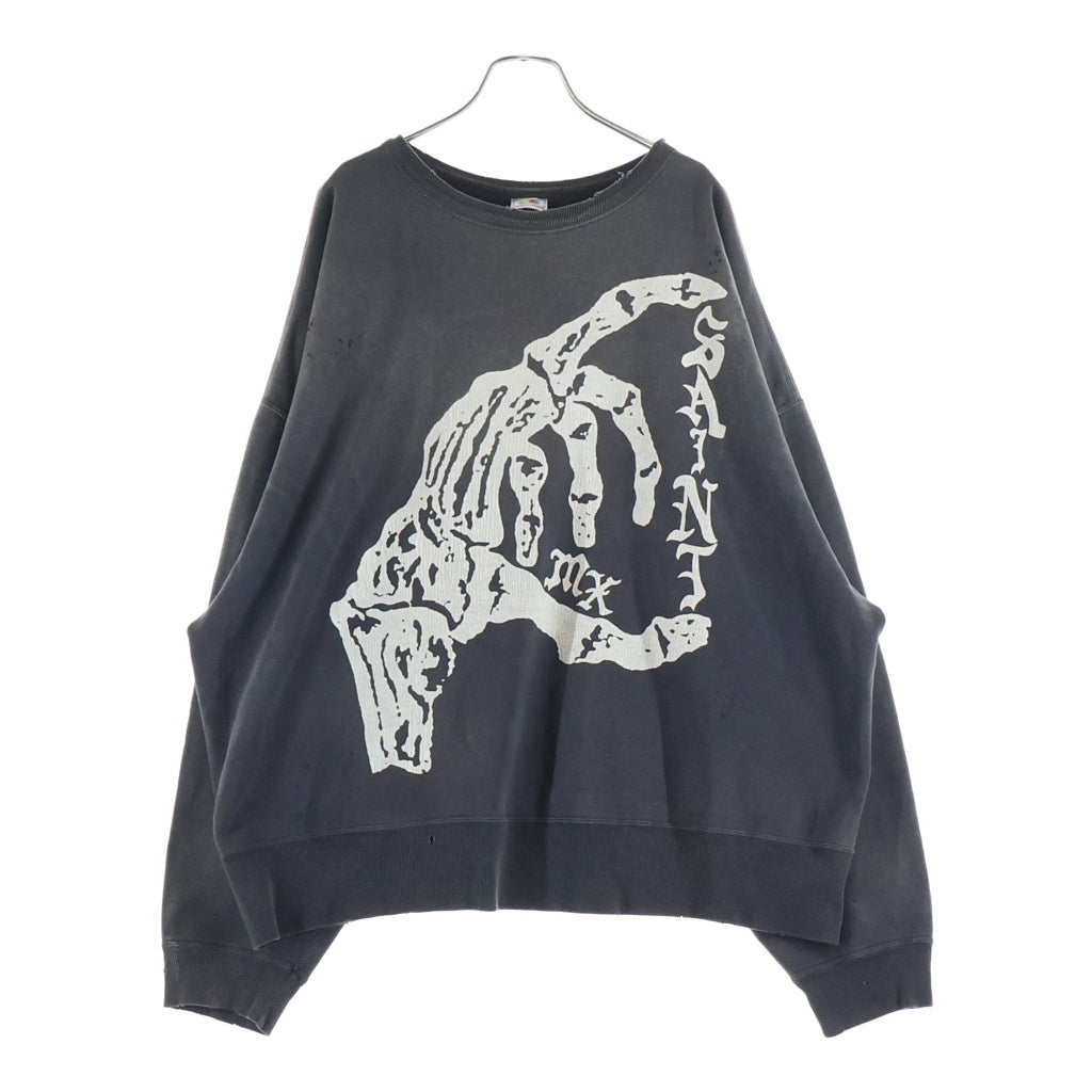 SAINT MICHAEL(セントマイケル) 24AW BONE SAINT SWEAT SHIRT ボーンセイント クルーネックスウェットレーナー グレー SM-YS1-0000-0031